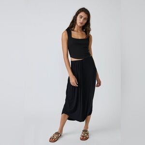 Free People FP Beach Daphne faux wrap maxi skirt in black size Medium